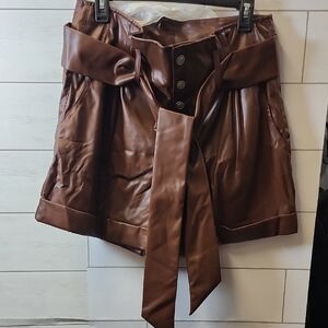 NWOT White Birch Brown Faux Leather Shorts